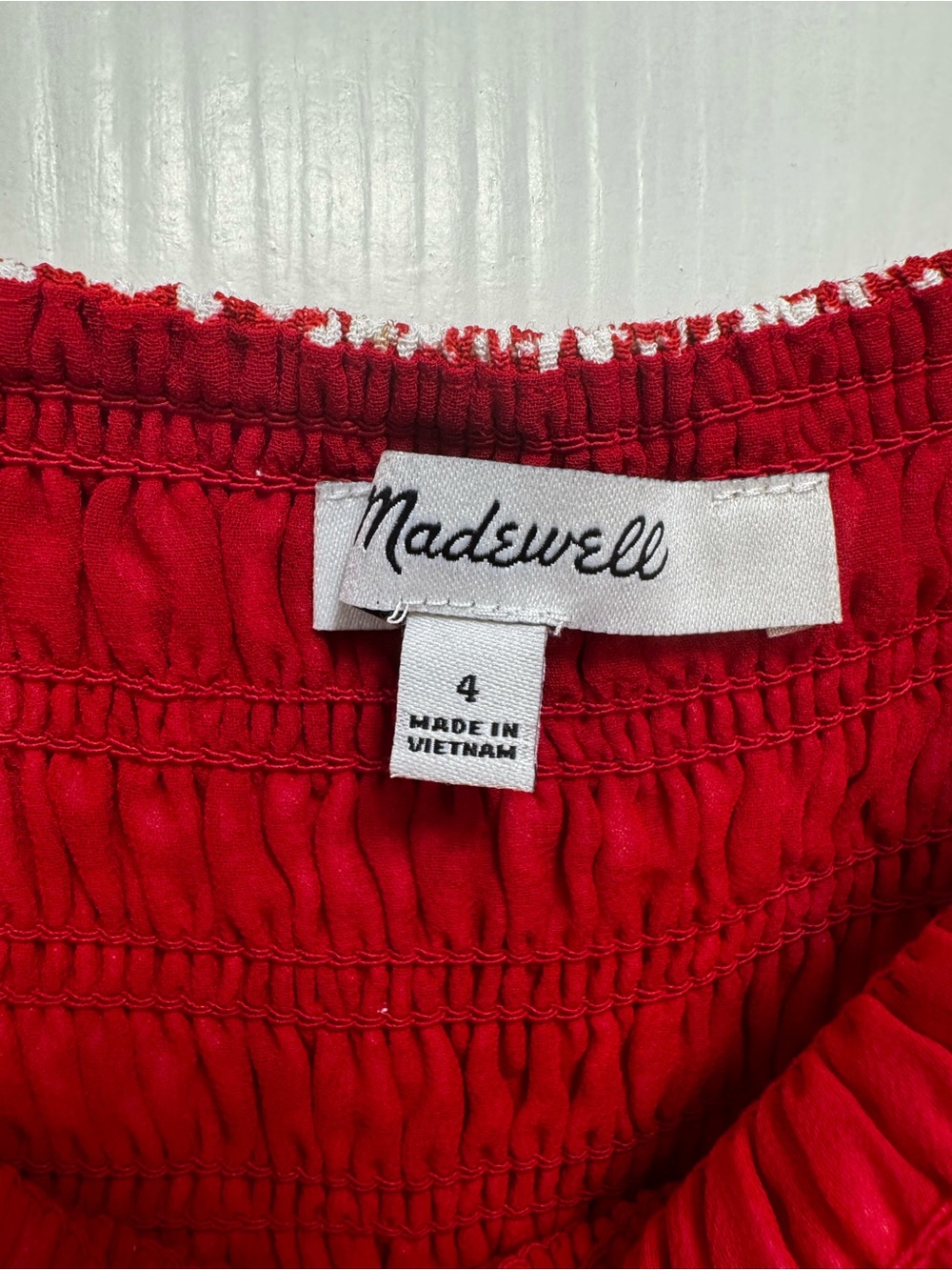 Madewell Red Smocked Dress
